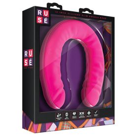 Ruse Silicone Slim Double Dong-Hot Pink 18"