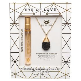 Eye Of Love 2pc Set Necklace Drop Gold with Parfume