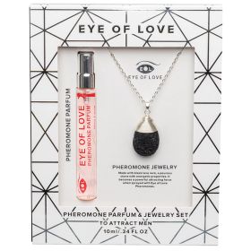 Eye Of Love 2pc Set Necklace Drop Silver with Parfume