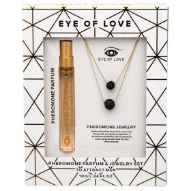 Eye Of Love 2pc Set Necklace 2-Layer Gold with Parfume