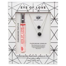 Eye Of Love 2pc Set Necklace 2-Layer Silver with Parfume