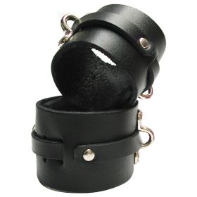 KinkLab Bondage Basics Leather Ankle Cuffs-Black