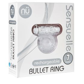 Sensuelle 7 Function Rechargeable Bullet Ring -  Clear