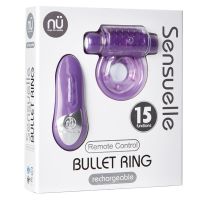 Sensuelle Remote Control 15 Function Rechargeable Bullet Ring - Purple