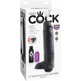 King Cock Squirting Cock with Balls-Black 11"    [Regular Price 43.00]