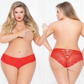 Heart Mesh & Galloon Lace Panty-Red 1X/2X
