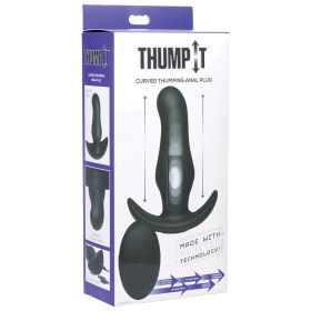 Thump-It Curved Silicone Remote Control Butt Plug-Black